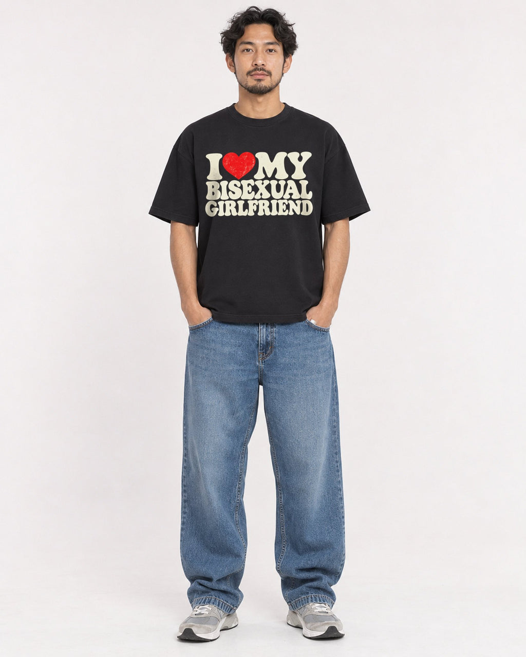 Mockup Boxy Heavyweight Tee Black male full-body 02