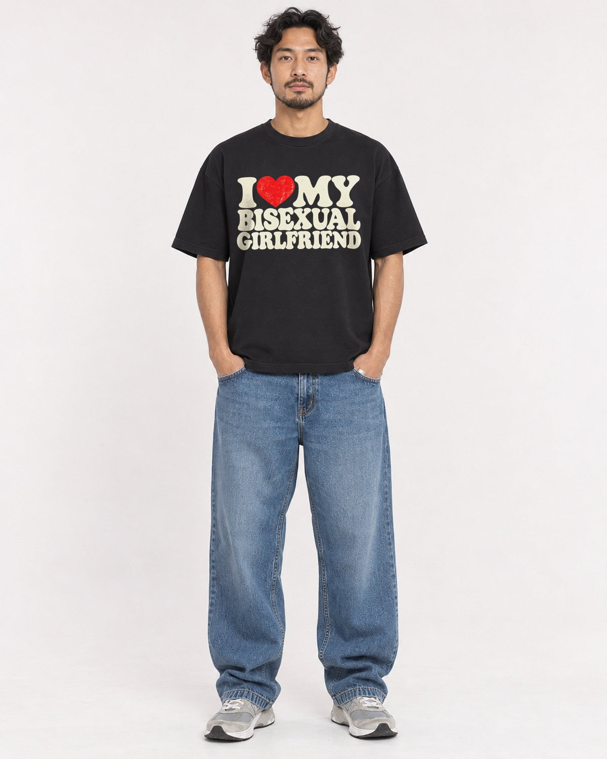 Mockup Boxy Heavyweight Tee Black male full-body 02