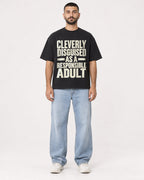 Mockup Boxy Heavyweight Tee Black male full-body 37