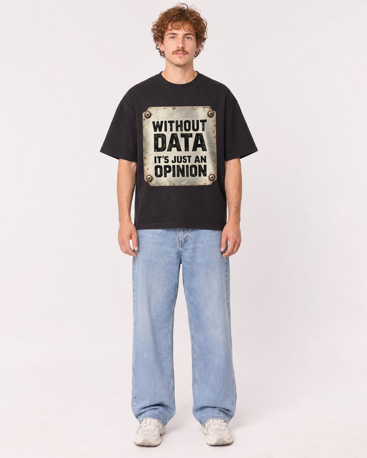 Mockup Boxy Heavyweight Tee Black male full-body 09