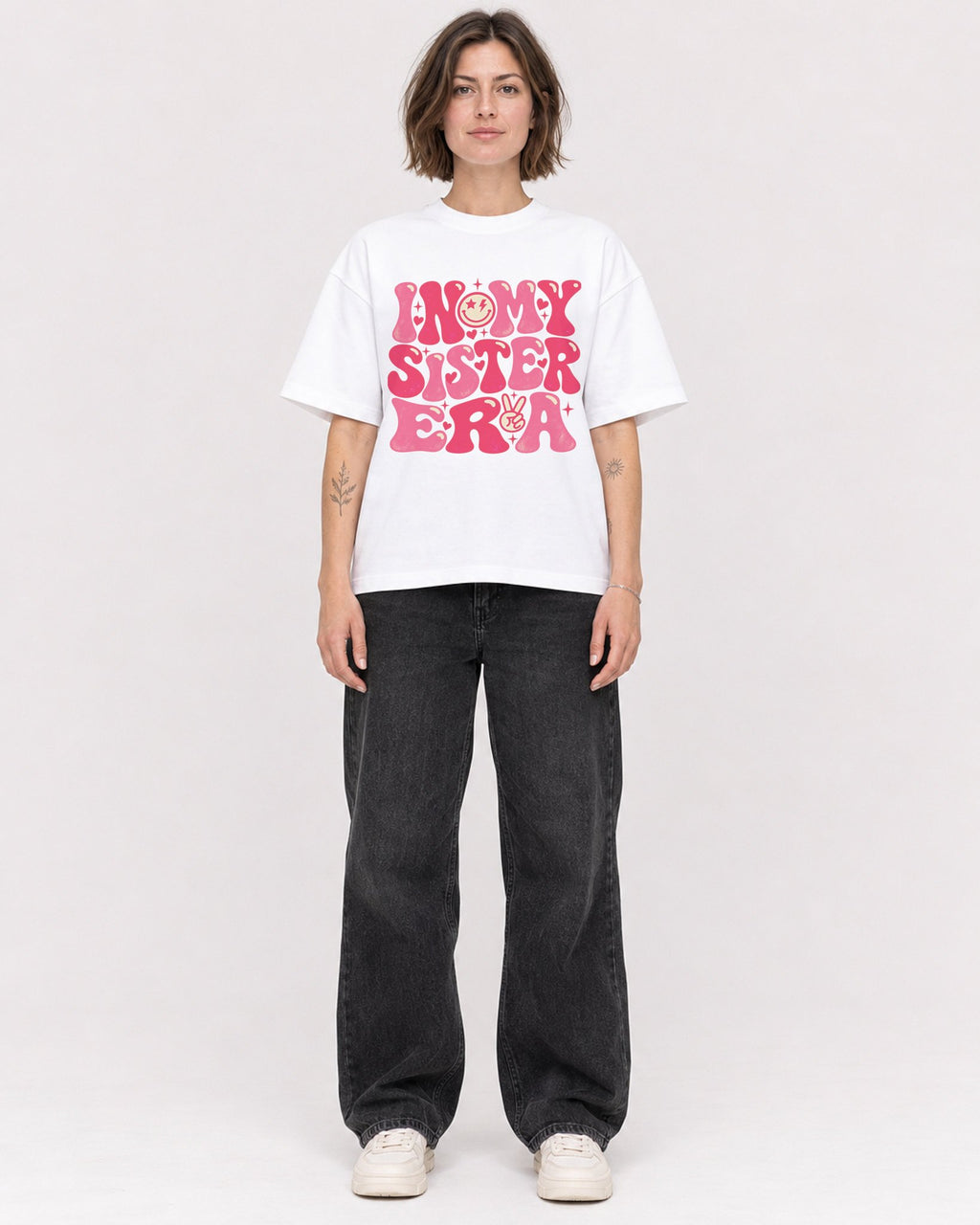 Mockup Boxy Heavyweight Tee White female full-body 18