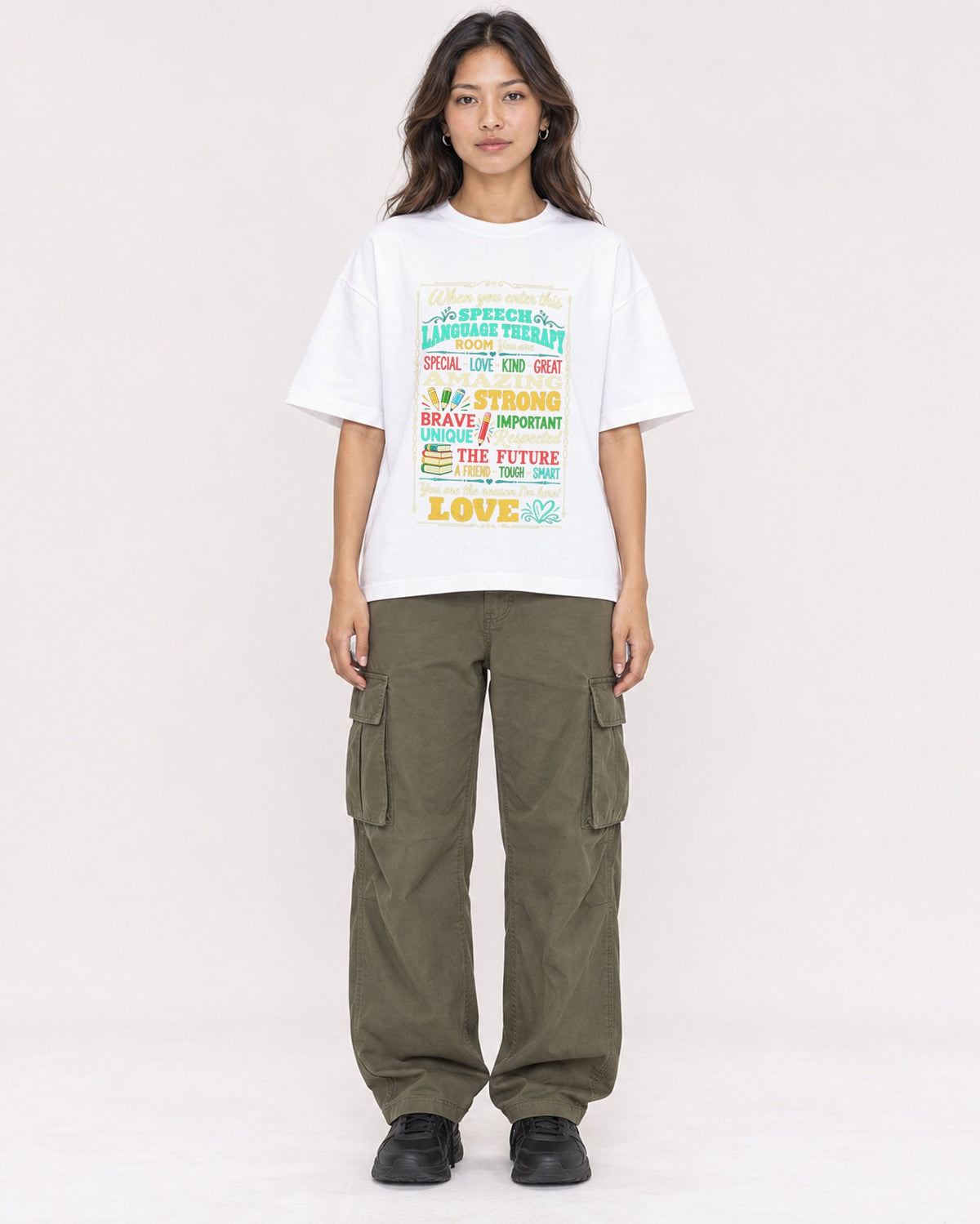 Mockup Boxy Heavyweight Tee White female full-body 02