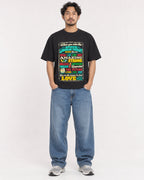 Mockup Boxy Heavyweight Tee Black male full-body 02