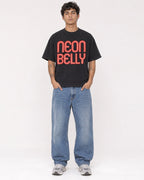 Mockup Boxy Heavyweight Tee Black male full-body 06