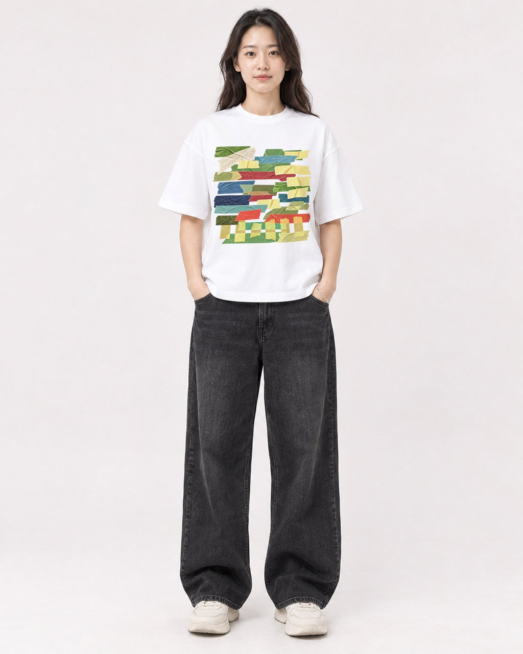 Mockup Boxy Heavyweight Tee White female full-body 03
