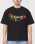 Mockup Boxy Heavyweight Tee Black male close-up 13
