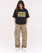 Mockup Boxy Heavyweight Tee Black female full-body 02