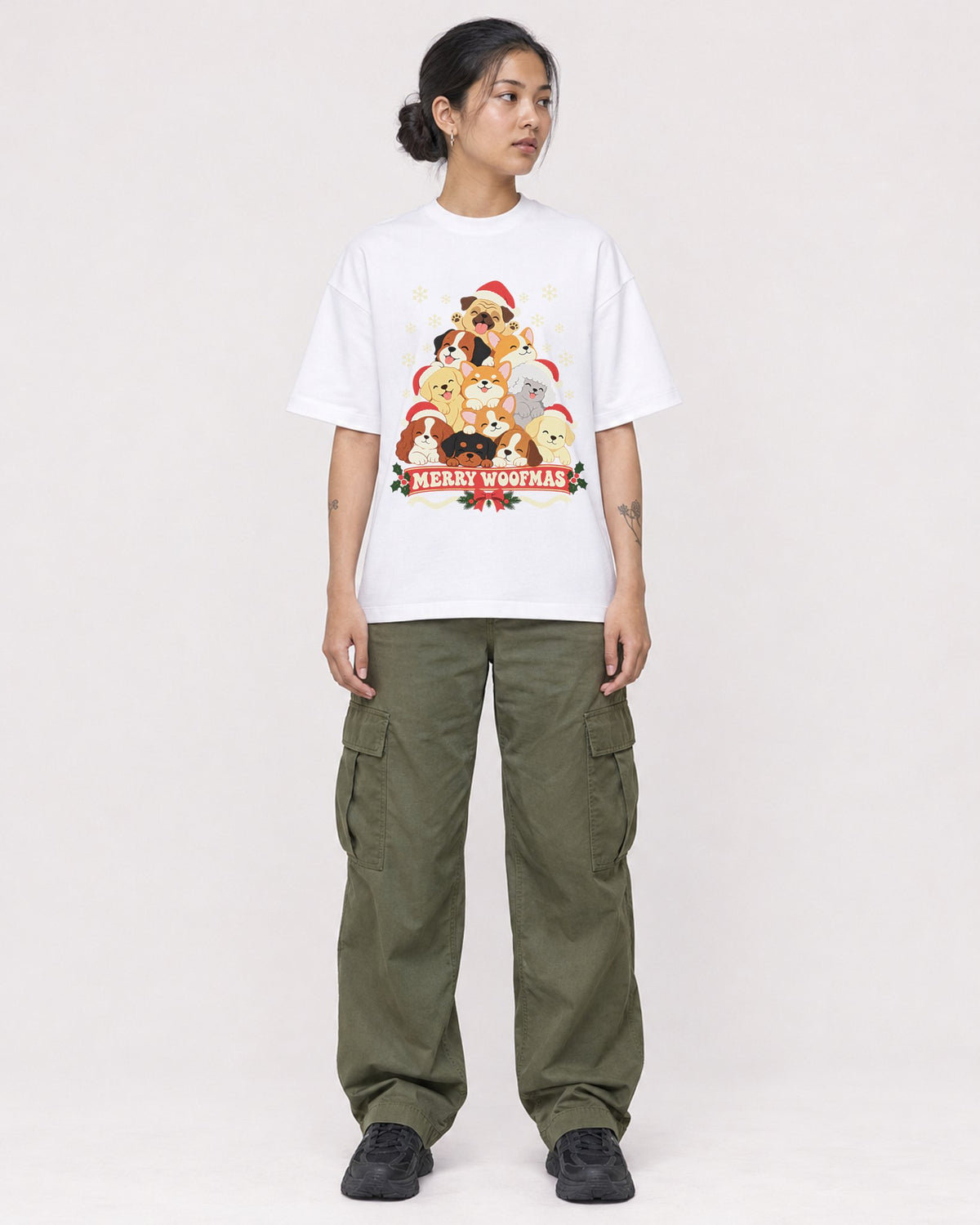 Mockup Boxy Heavyweight Tee White female full-body 12