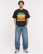Mockup Boxy Heavyweight Tee Black male full-body 02