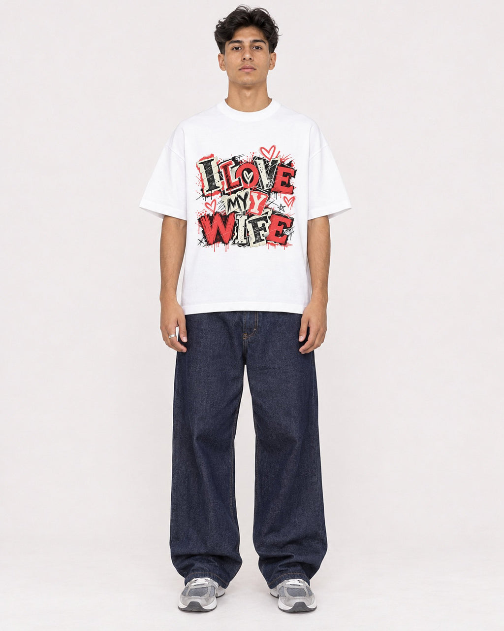 Mockup Boxy Heavyweight Tee White male full-body 16