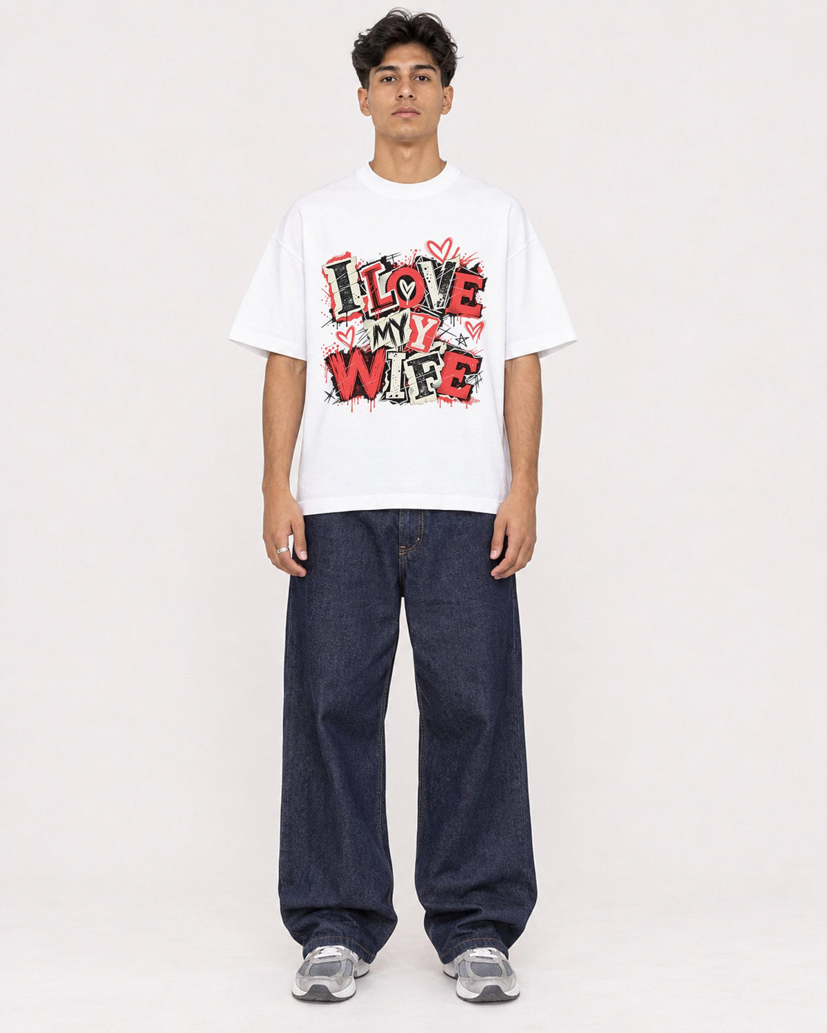 Mockup Boxy Heavyweight Tee White male full-body 16