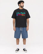 Mockup Boxy Heavyweight Tee Black male full-body 07