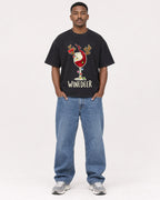 Mockup Boxy Heavyweight Tee Black male full-body 14