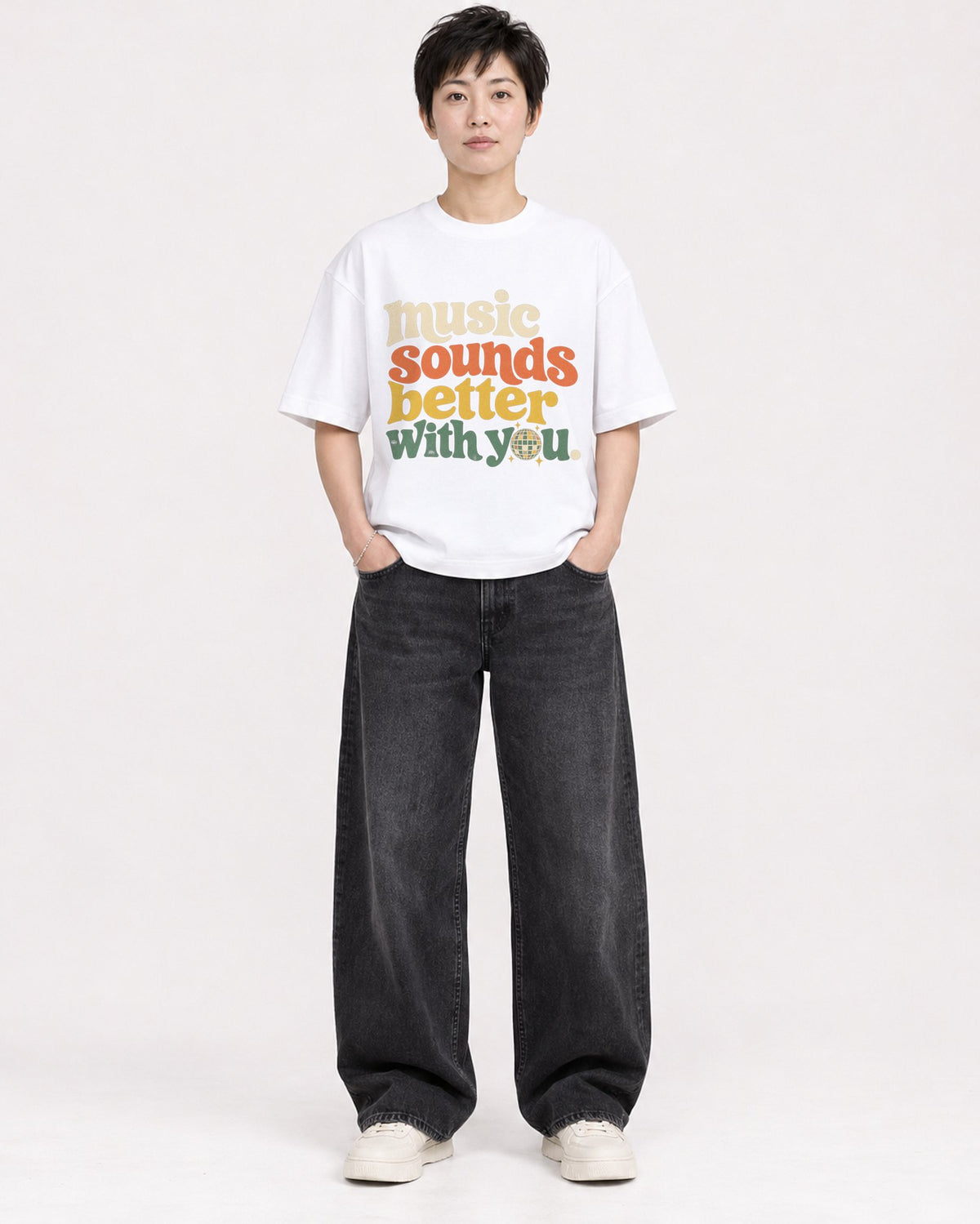 Mockup Boxy Heavyweight Tee White female full-body 23