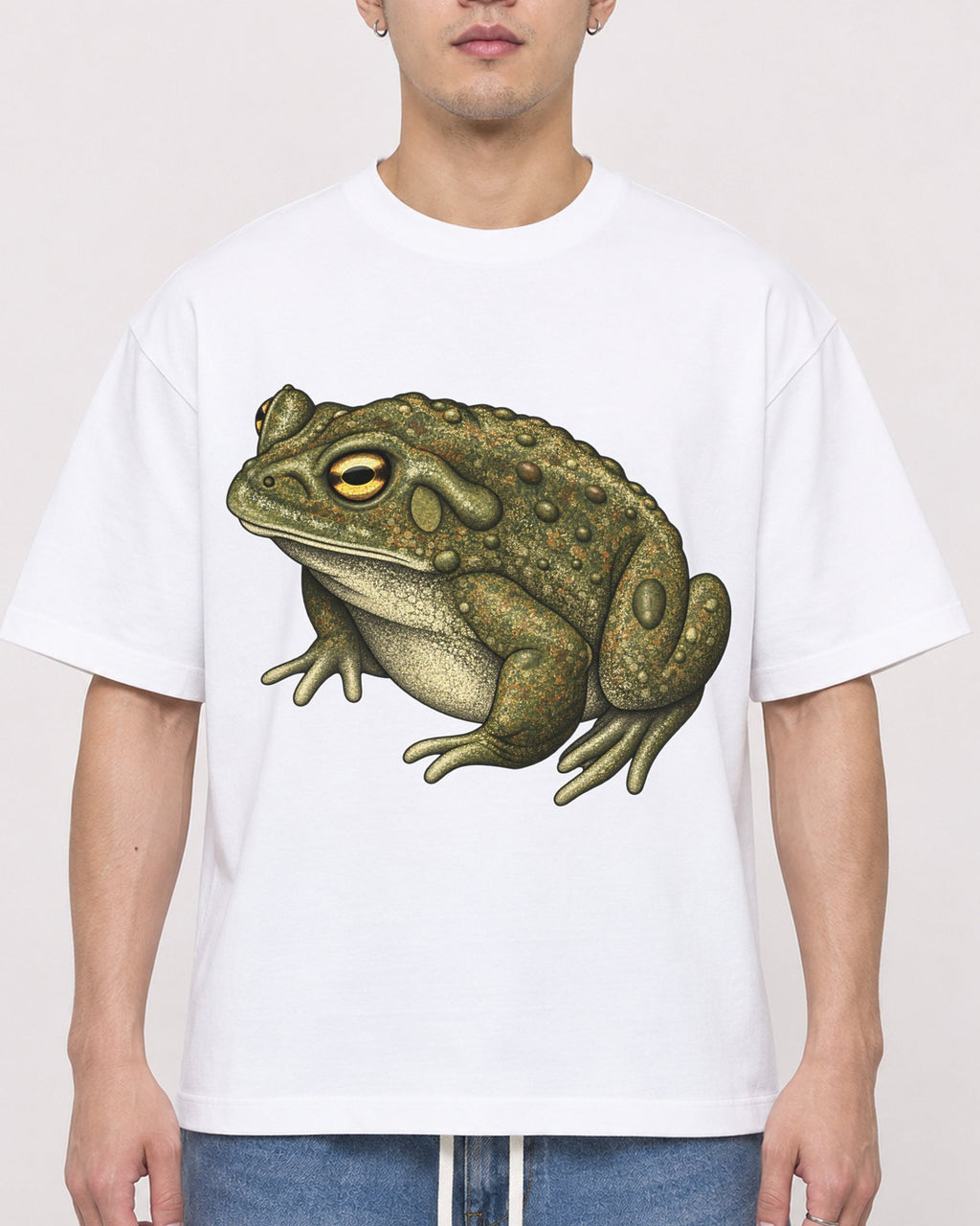 Mockup Boxy Heavyweight Tee White male close-up 13