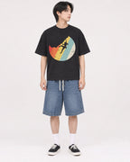 Mockup Boxy Heavyweight Tee Black male full-body 11