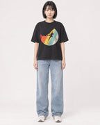 Mockup Boxy Heavyweight Tee Black female full-body 11