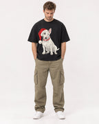 Mockup Boxy Heavyweight Tee Black male full-body 08