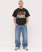 Mockup Boxy Heavyweight Tee Black male full-body 18