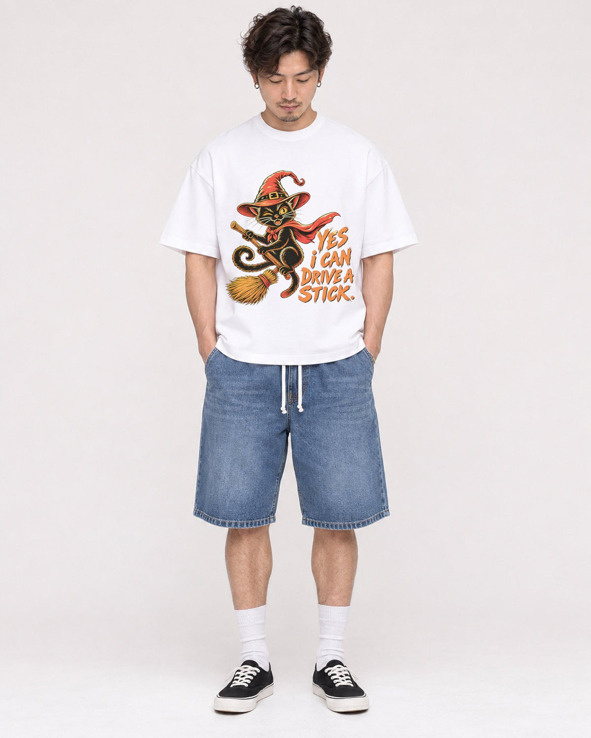 Mockup Boxy Heavyweight Tee White male full-body 03