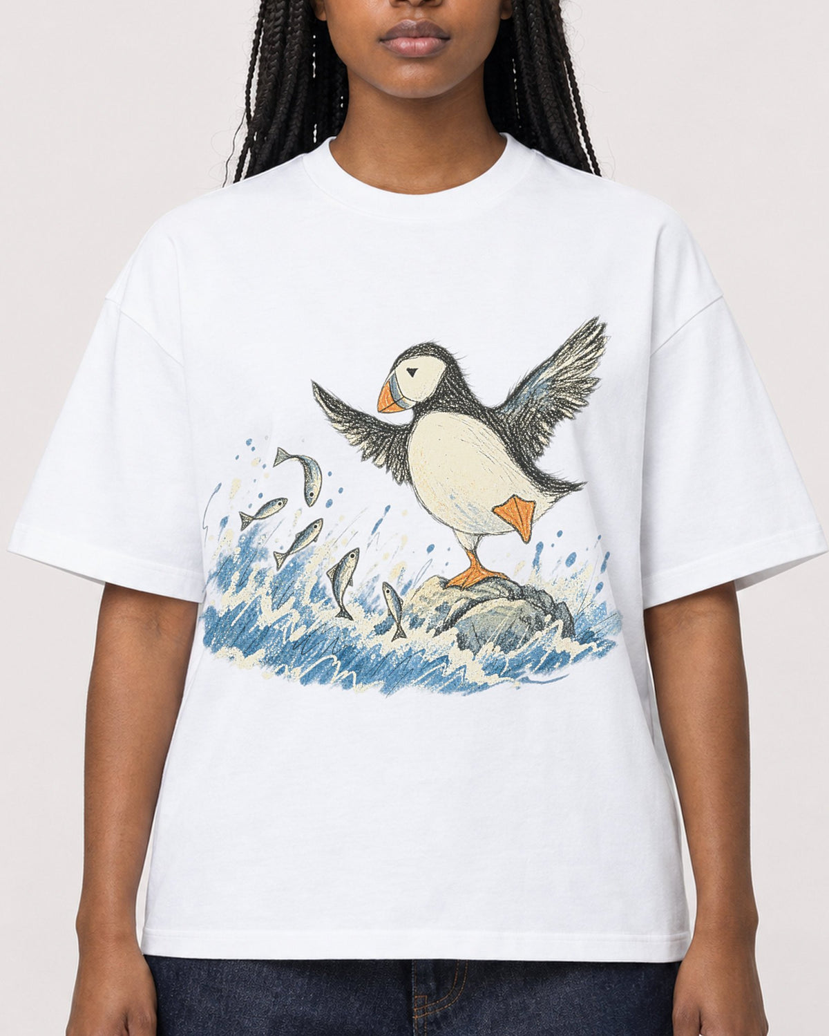 Mockup Boxy Heavyweight Tee White female close-up 04