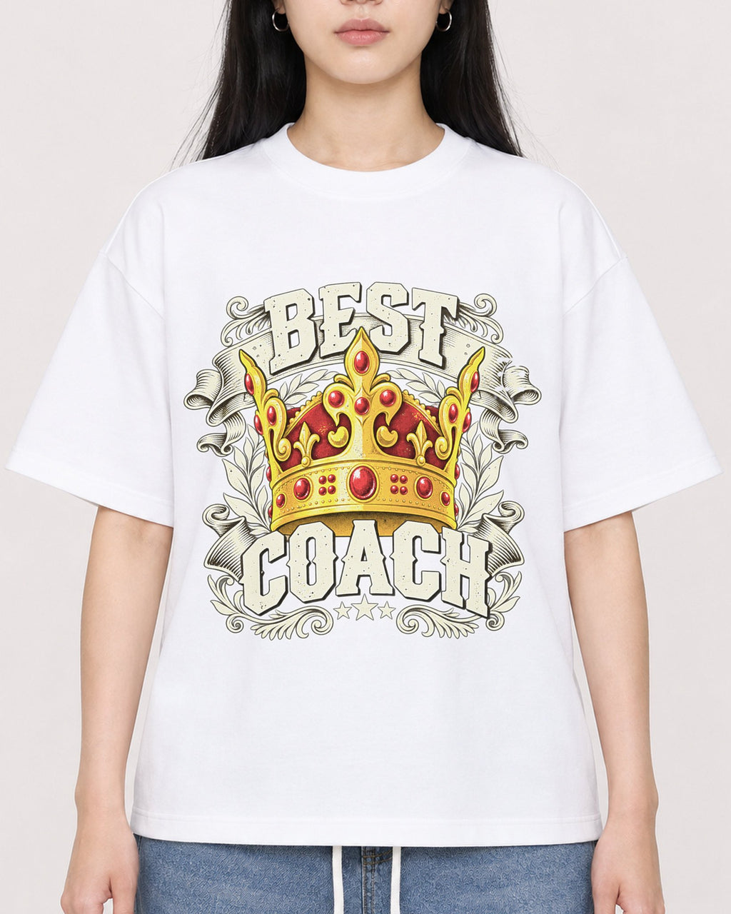 Mockup Boxy Heavyweight Tee White female close-up 01