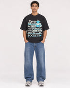 Mockup Boxy Heavyweight Tee Black male full-body 10