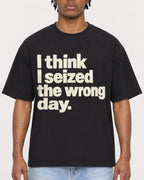 Mockup Boxy Heavyweight Tee Black male close-up 05