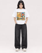 Mockup Boxy Heavyweight Tee White female full-body 13
