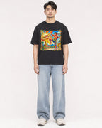Mockup Boxy Heavyweight Tee Black male full-body 13