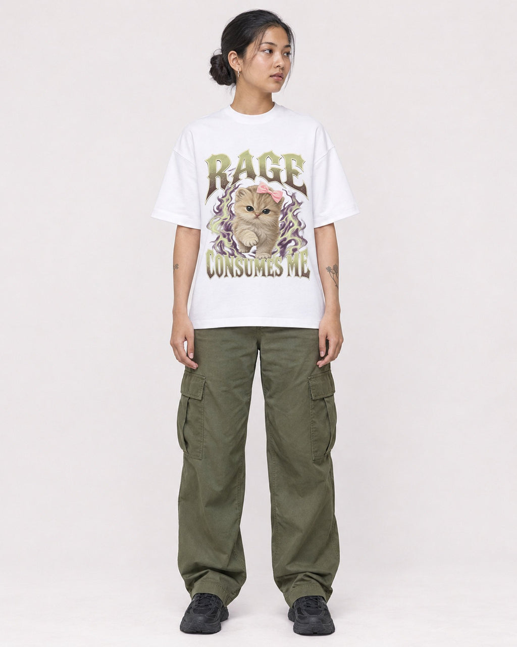Mockup Boxy Heavyweight Tee White female full-body 12