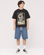 Mockup Boxy Heavyweight Tee Black male full-body 03