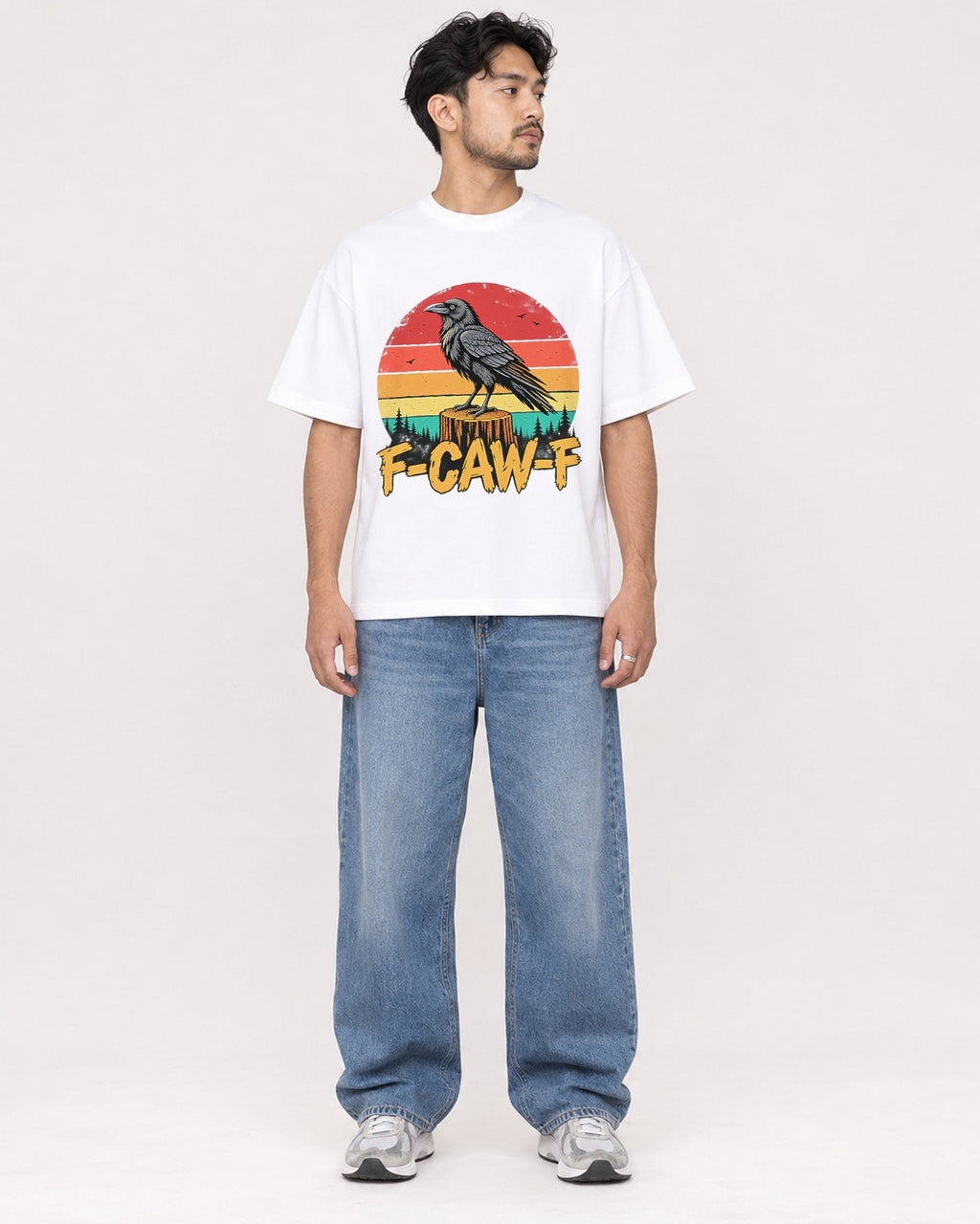 Mockup Boxy Heavyweight Tee White male full-body 02