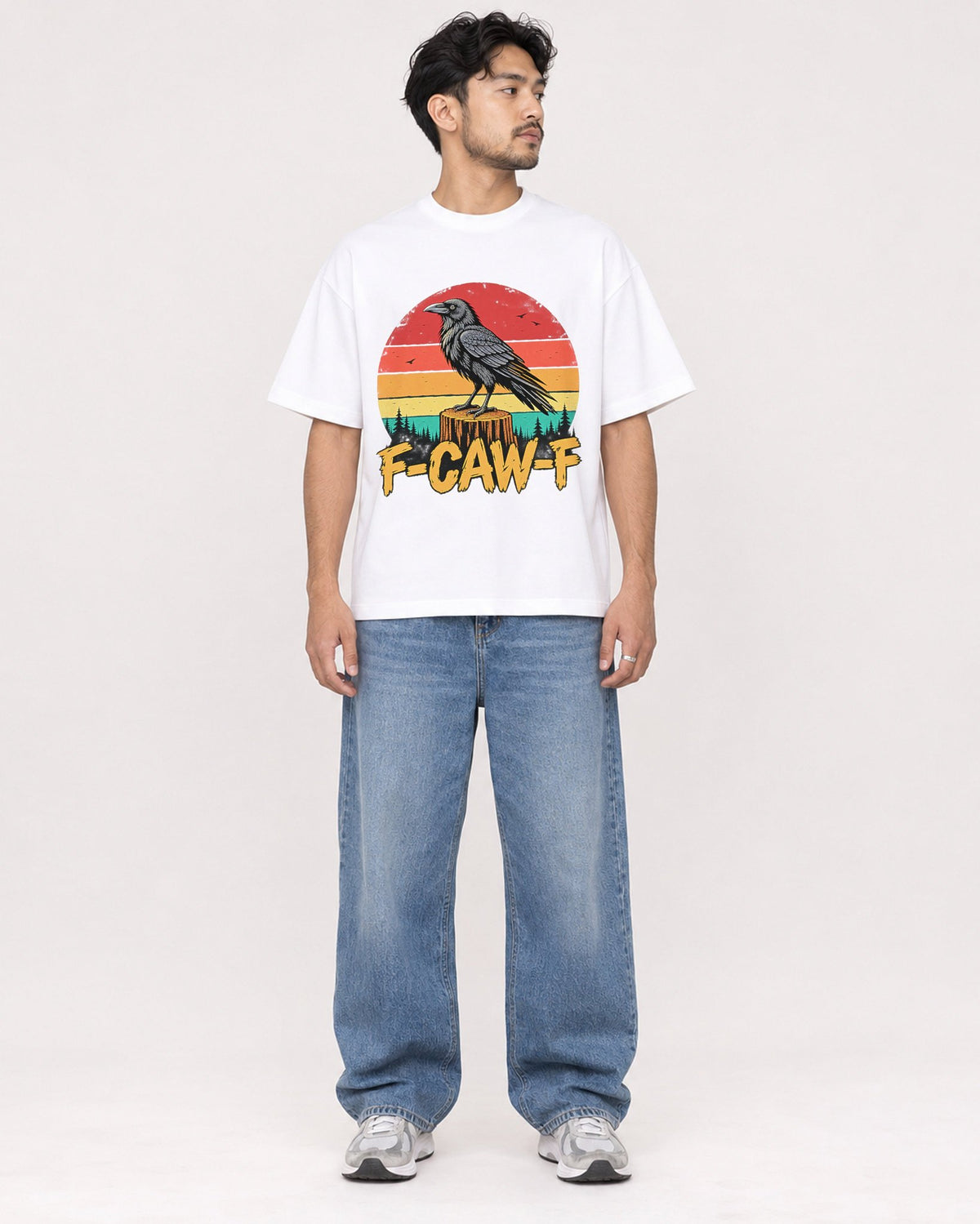 Mockup Boxy Heavyweight Tee White male full-body 02