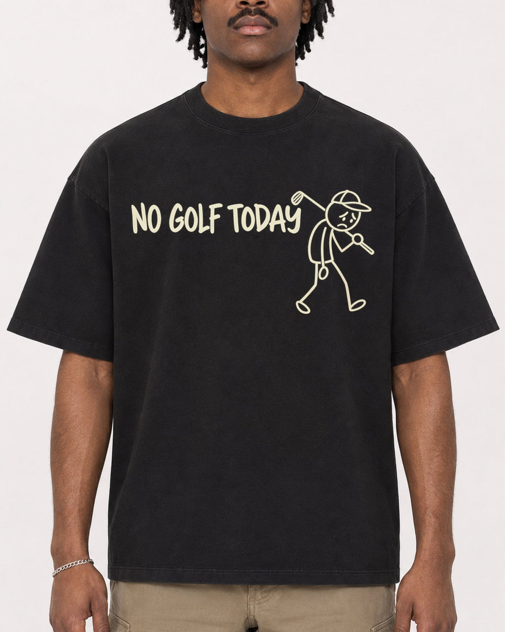 Mockup Boxy Heavyweight Tee Black male close-up 04