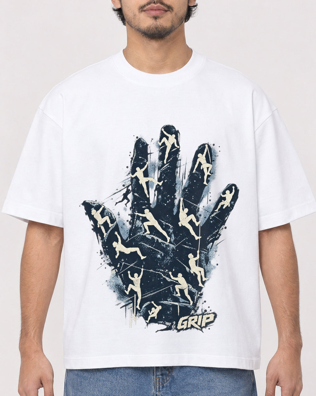 Mockup Boxy Heavyweight Tee White male close-up 02