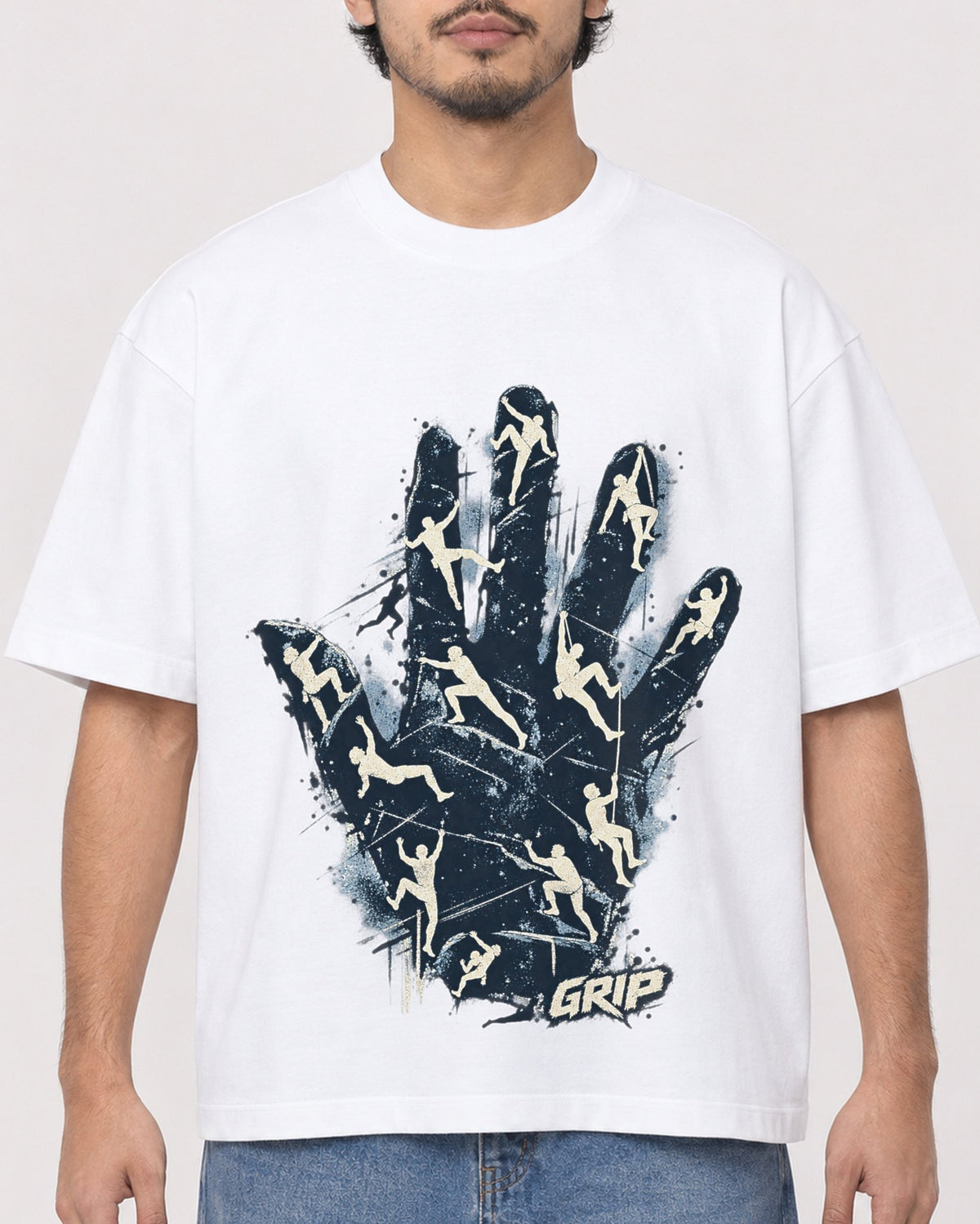 Mockup Boxy Heavyweight Tee White male close-up 02