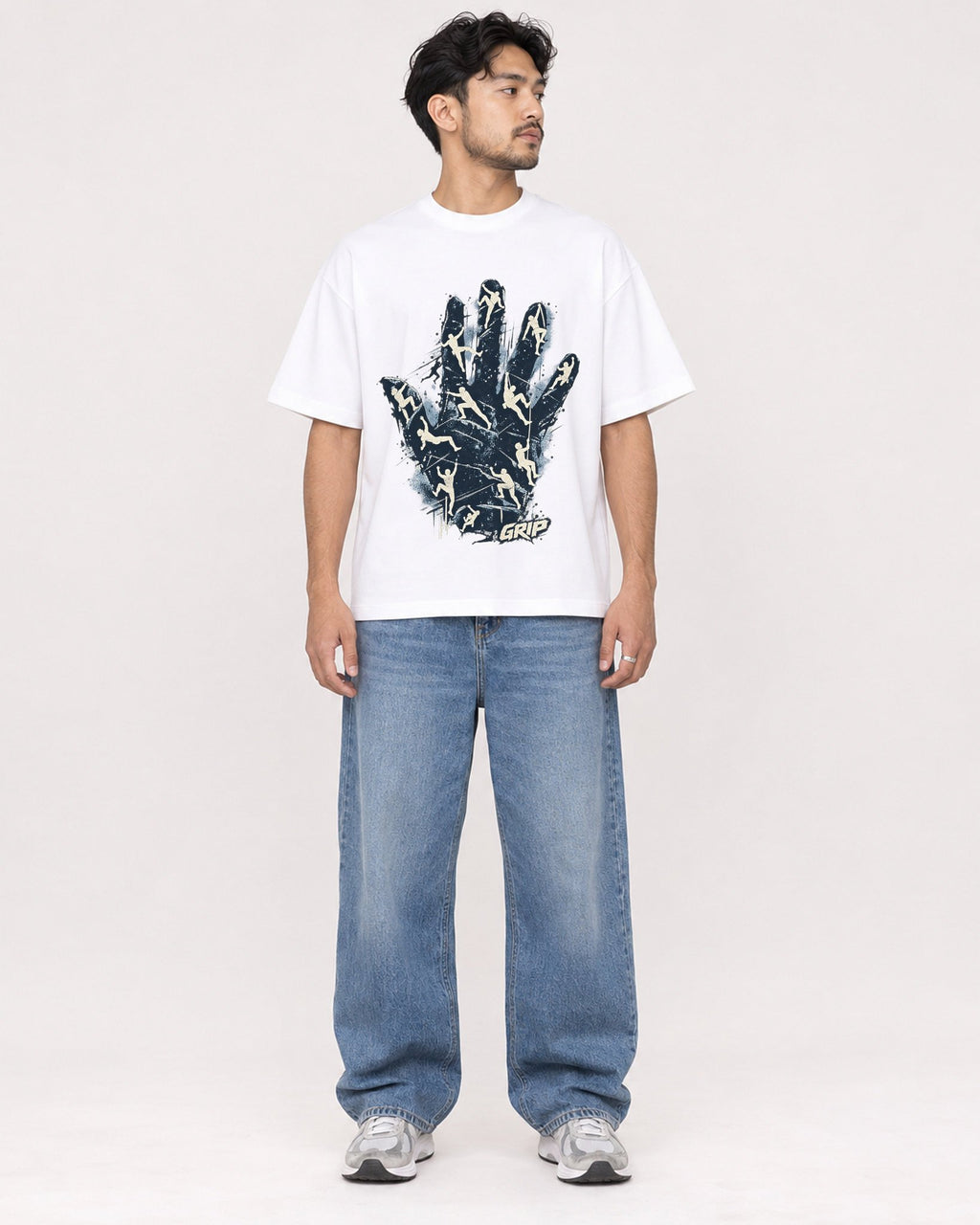 Mockup Boxy Heavyweight Tee White male full-body 02