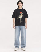 Mockup Boxy Heavyweight Tee Black male full-body 41
