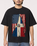 Mockup Boxy Heavyweight Tee Black male close-up 22