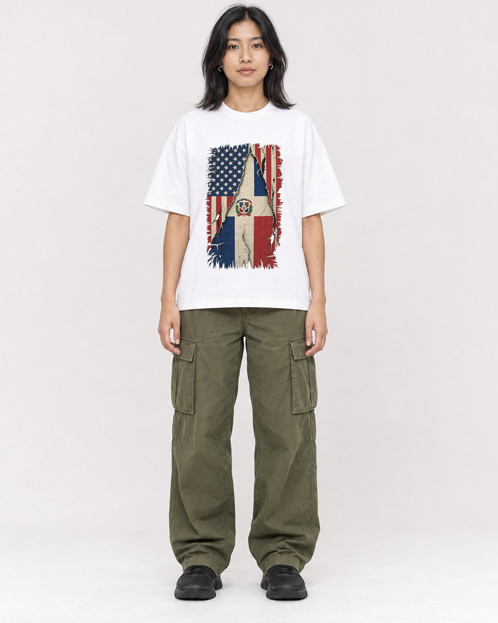 Mockup Boxy Heavyweight Tee White female full-body 22