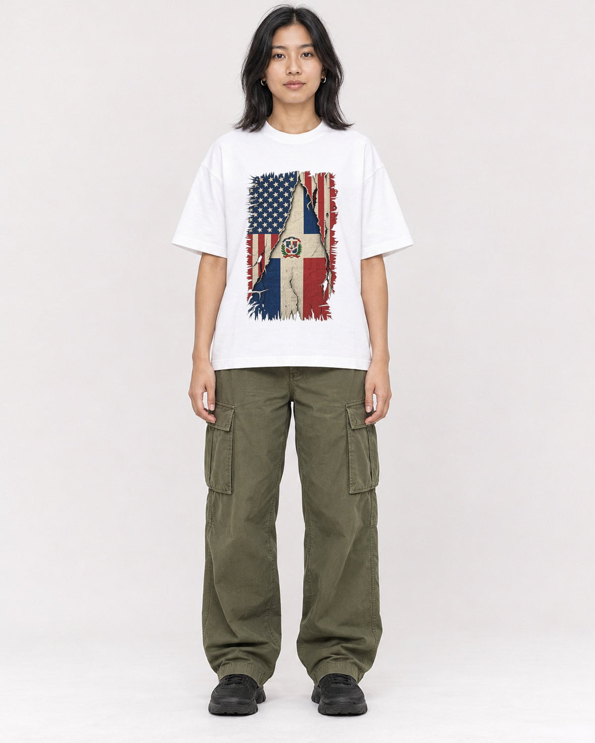 Mockup Boxy Heavyweight Tee White female full-body 22