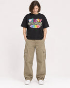 Mockup Boxy Heavyweight Tee Black female full-body 18