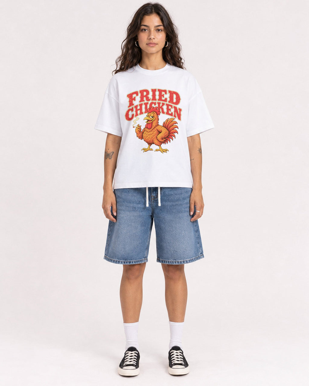 Mockup Boxy Heavyweight Tee White female full-body 06
