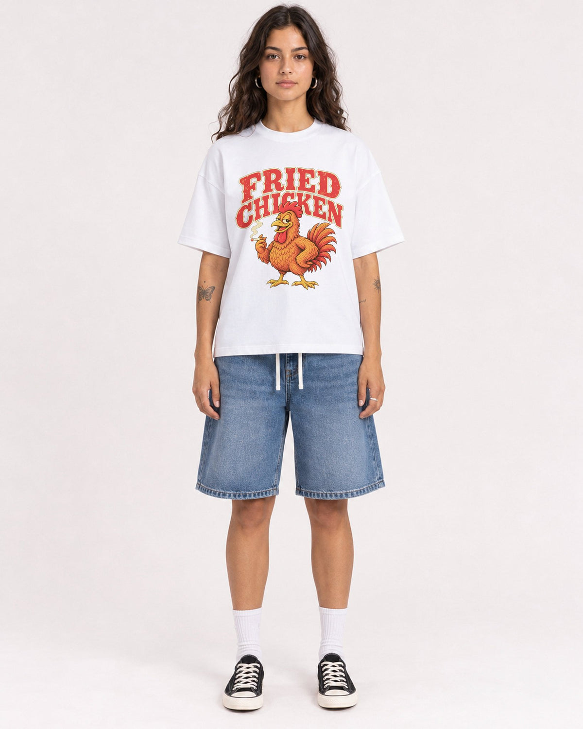 Mockup Boxy Heavyweight Tee White female full-body 06
