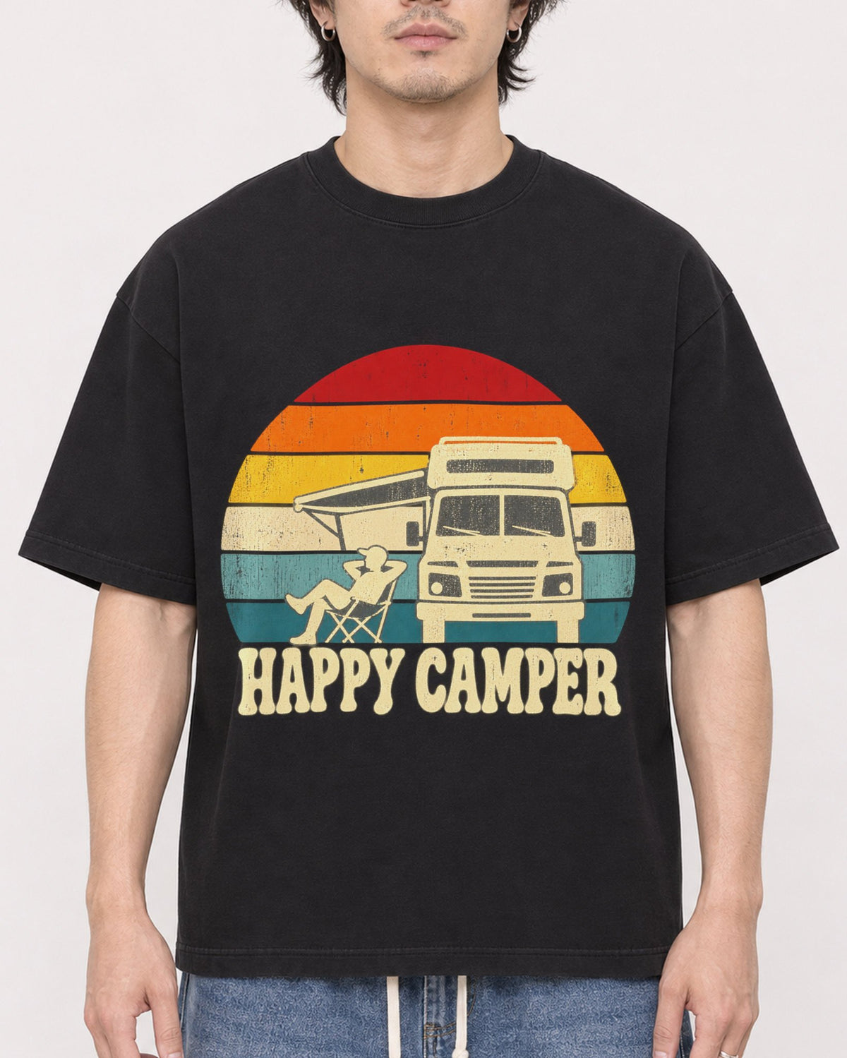 Mockup Boxy Heavyweight Tee Black male close-up 03