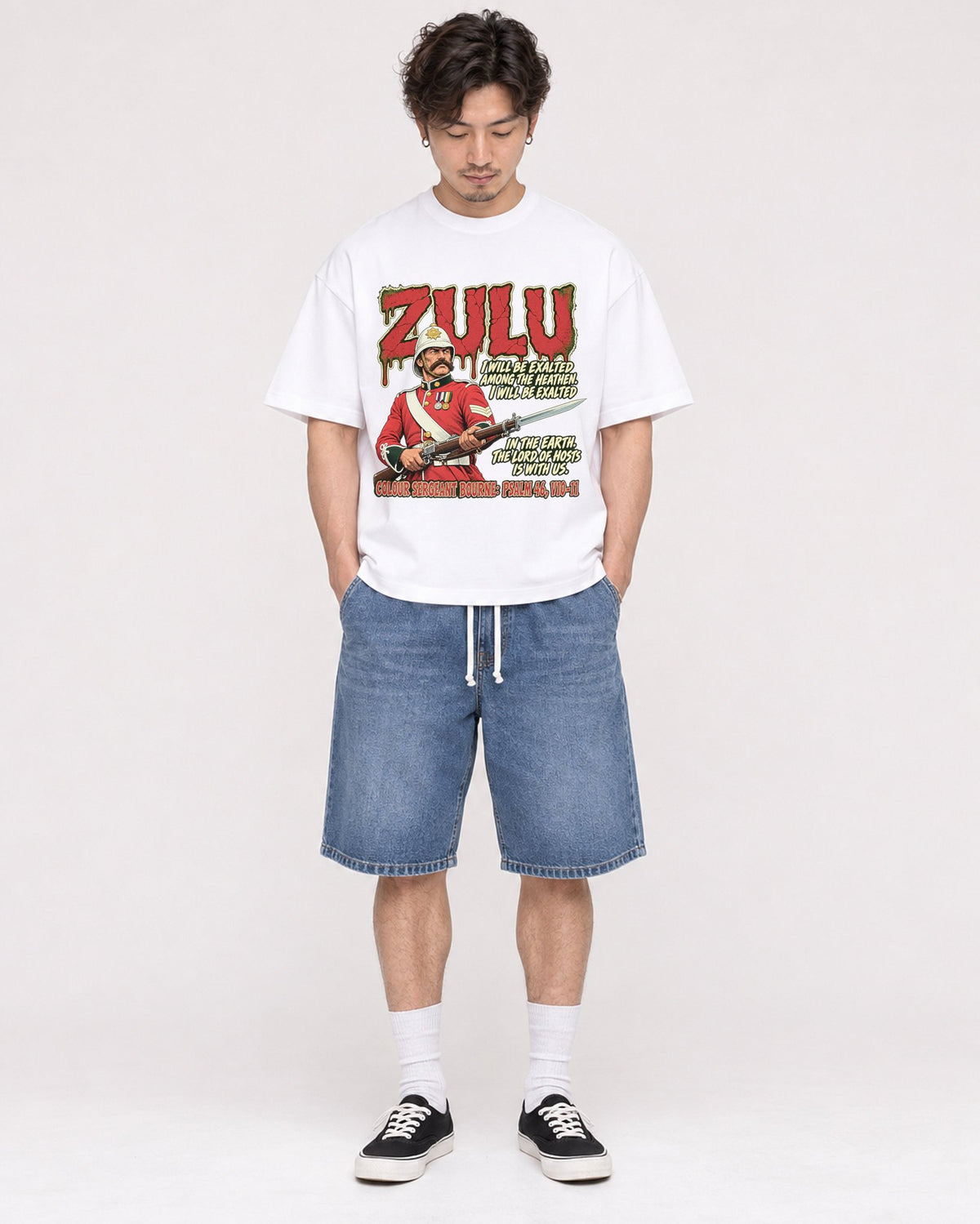 Mockup Boxy Heavyweight Tee White male full-body 03