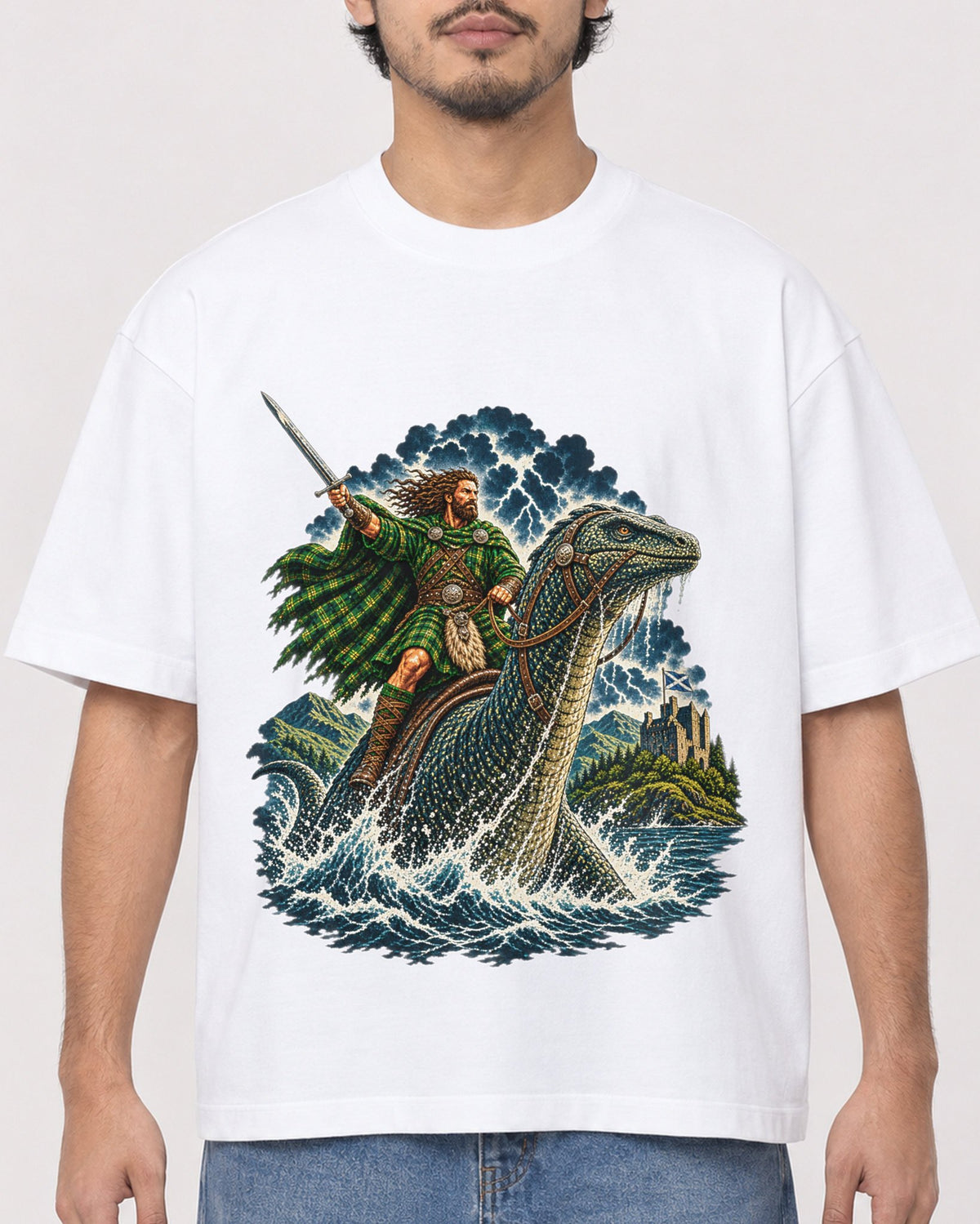 Mockup Boxy Heavyweight Tee White male close-up 02