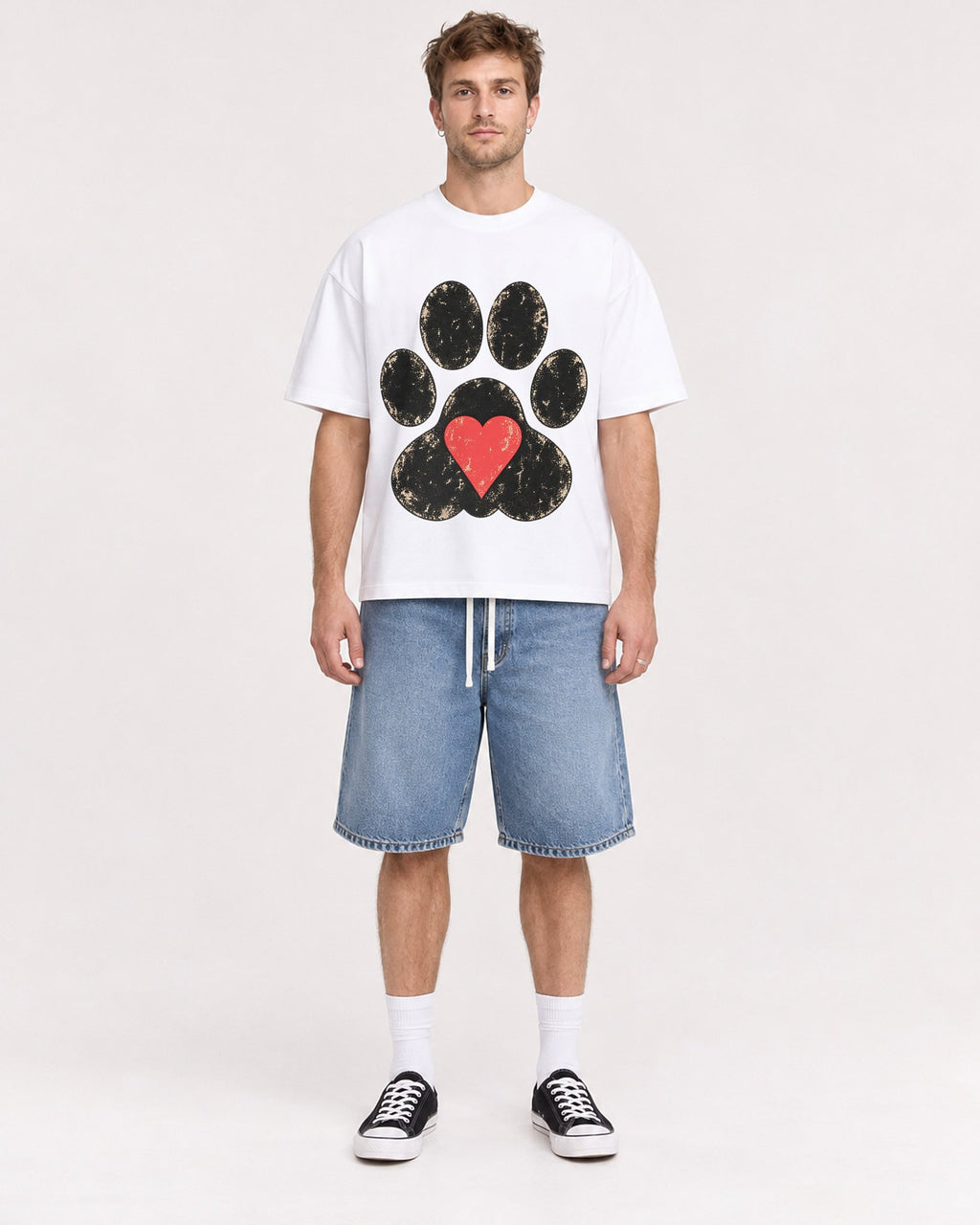 Mockup Boxy Heavyweight Tee White male full-body 08
