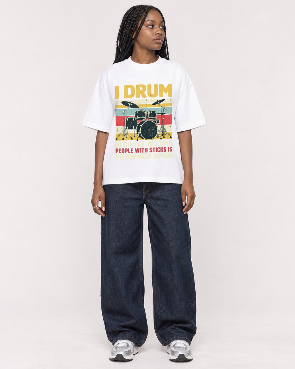 Mockup Boxy Heavyweight Tee White female full-body 04